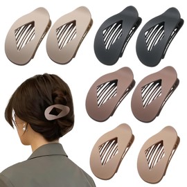 8 PCS Flat Hair Clips for Women, 4.2 Inch Large Hair Claw Clips, Non-Slip Strong Hold Hair Claws for Thick/Thin Hair, Neutral Leopard Hair Accessories for Daily Styling (Matte)
