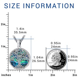 Eusense Abalone Tree of Life Necklace for Women Men Sterling Silver 925 Family Tree Pendant Abalone Tree Jewelry Abalone Shell Necklaces