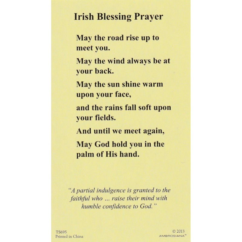 +Holy Card~"Irish Blessing Prayer" *Prayer on Back (HC24-S2)