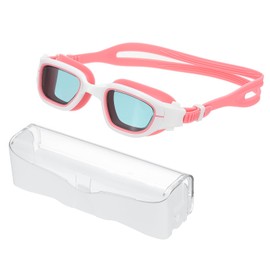 PATIKIL Swim Goggles Unisex, Pool Swimming Goggles Sun Rays Resistance No Leaking with Storage Box for Teenagers, White/Orange