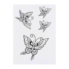 4 x 'Oriental Butterfly' Temporary Tattoos - Water Resistant, Skin-Safe, Non-Toxic Transfers, Mixed Sizes (TO00074632)