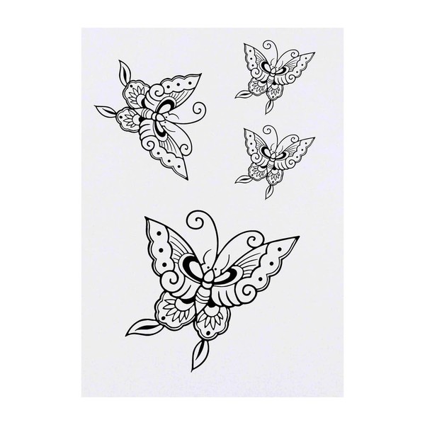 4 x 'Oriental Butterfly' Temporary Tattoos - Water Resistant, Skin-Safe,