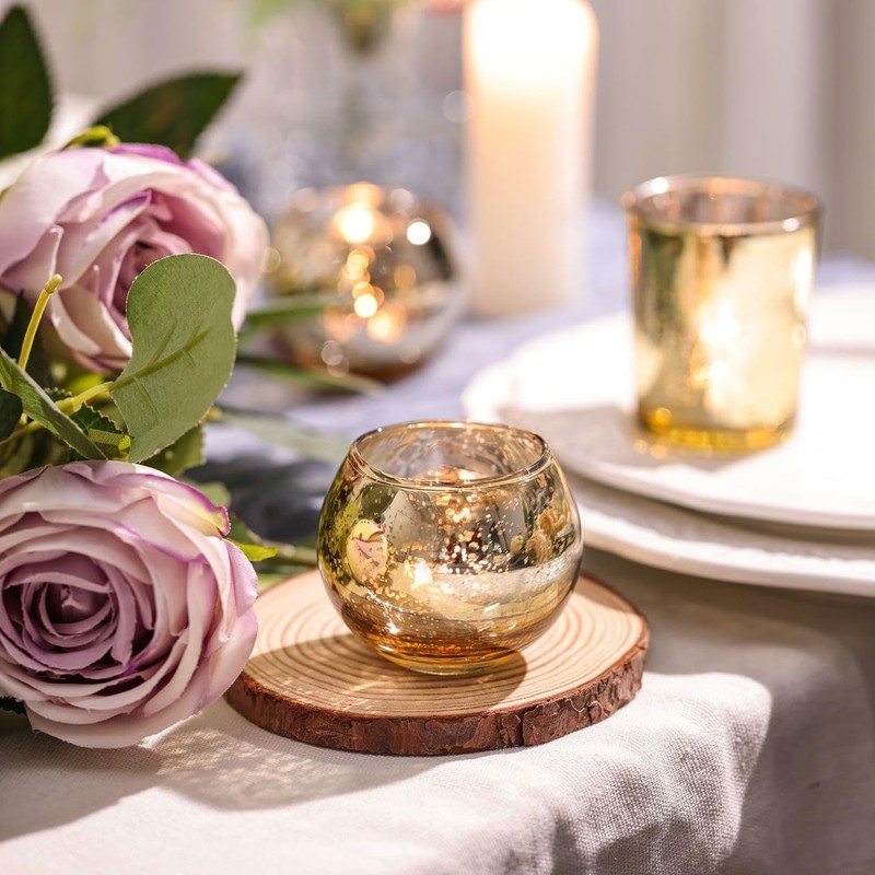 DEVI 48PCS Assorted Gold Votive Candle Holders Bluk, Gold Wedding