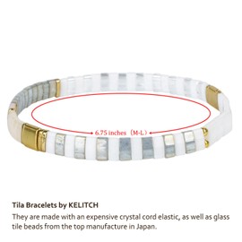 KELITCH Women Friendship Bangle Bracelets Stack Tila Beads Stretch Bracelets Adjustable Boho Bracelets - 10A