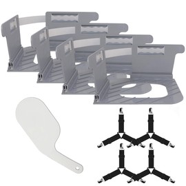 Bed Sheet Holders for Corners – Heavy Duty Adjustable Lock Sheet Holders Keep Sheets Firm, Tight & Wrinkle Free – Bed Sheet Locks with Tucker & Bed Sheet Straps Fit All Mattress Sizes (Set of 4, Grey)