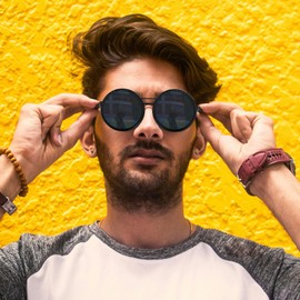 Sunglasses with Adjustable Tinting, 1-9 Gears Round Adjustable Sunglasses with ND Filter Lenses, Polarising Glasses, Rounded Lenses, Beach Sunglasses for Men, Stainless Steel Material, black