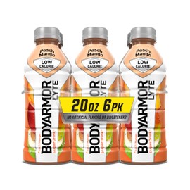 BODYARMOR BODYARMOR LYTE Sports Drink Low-Calorie Sports Beverage, Peach Mango, Coconut Water Hydration, Natural Flavors With Vitamins, Potassium-Packed Electrolytes, Perfect For Athletes, 20Fl Oz (Pack of 6)