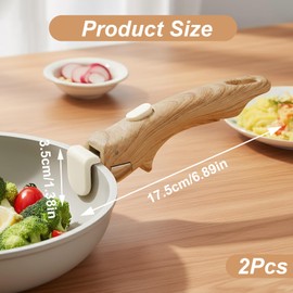 Aiuulu 2 Pcs Replacement Handles for Pots and Pans, Universal Removable Wood Grain Pot Handle for All Cookware