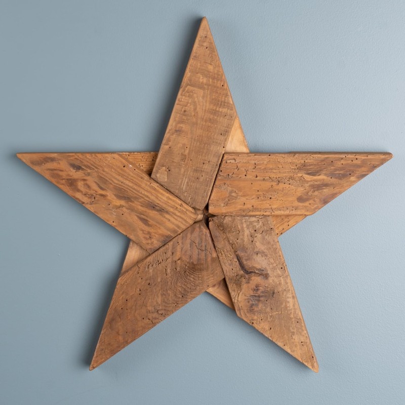 Melrose International Pine Wood Star Decor (Set of 2)