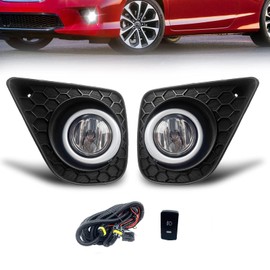 Fog lights for 2013 2014 2015 Honda Accord Coupe 2Dr Assembly of Bumper Driving lamp (Clear Lens)