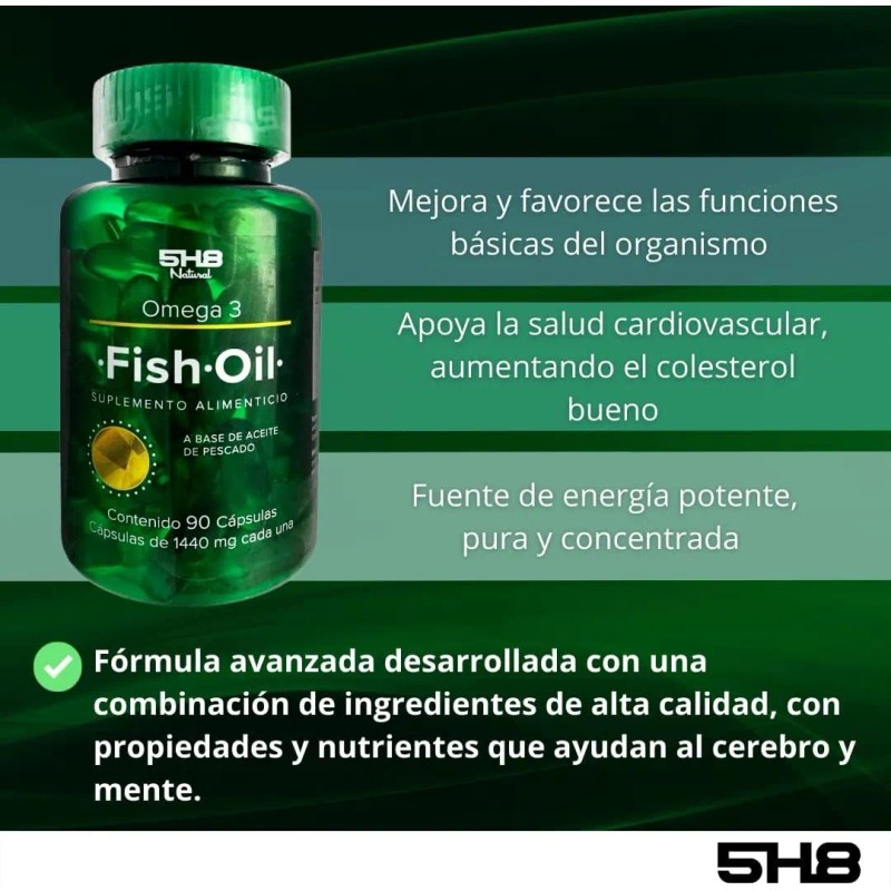 5h8 Fish Oil Omega 3 Aceite De Pescado Extra Refinado