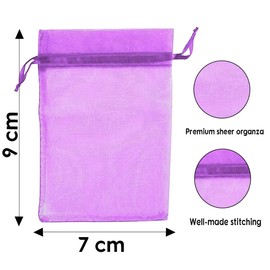creative balloons Organza Bags Purple 7 x 9cm Organza Gift Bags 25 Pack Wedding Christmas Favour Drawstring Bags Jewellery Bags Candy Mesh Pouch Bag Small Gifts