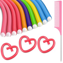 10 Pieces Flexible Hair Roller Flexible Curling Rod Hair Twist Roller Hair Curler Roller Soft Foam Hair Rollers and Steel Pintail Comb for Short Medium Long Hair Hair Salon DIY(0.8 cm, Assorted Color)