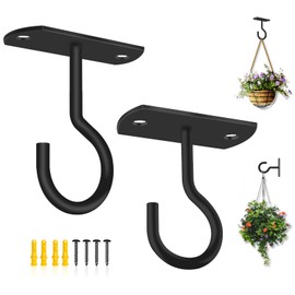 CQ Garden Ceiling Hooks for Hanging Plants, Plant Hangers Outdoor Indoor, Metal Iron Wall Hooks for Hanging Plant Pots, Bird Feeder, Wind Chime, Hanging Basket Hooks for Home Decor(2 Pack)