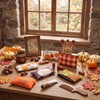 48 Pcs Fall Makeup Bags Bulk, Thanksgiving Canvas Cosmetic Pouch