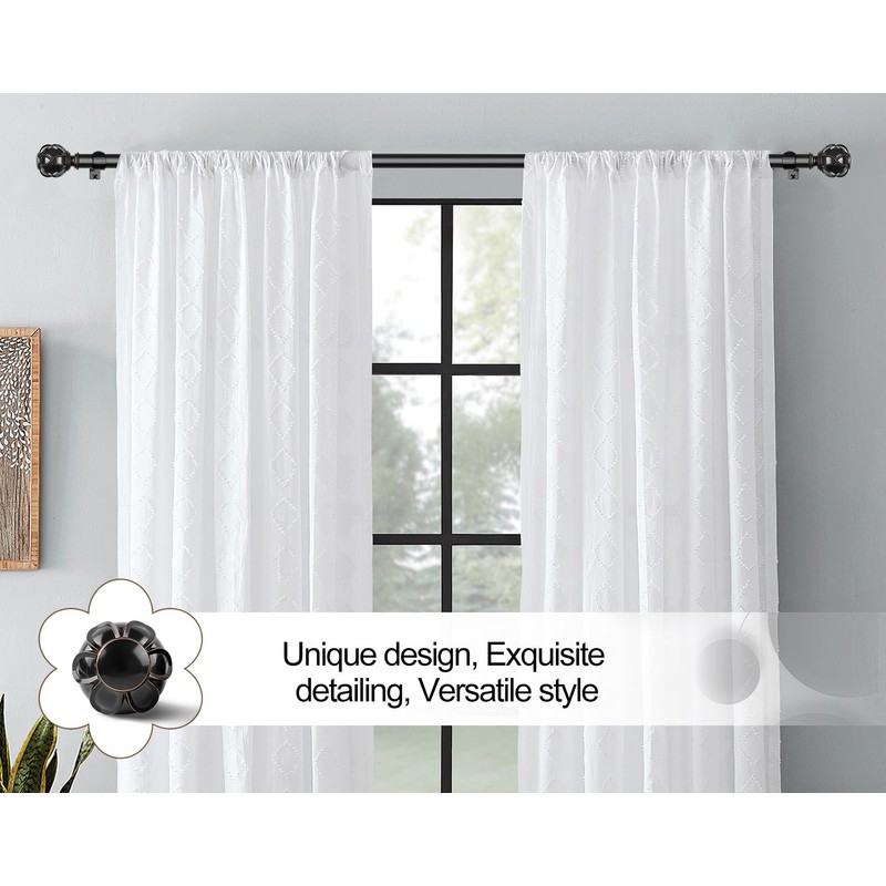 KAMANINA Curtain Rods for Windows 48 to 84 Inch, Black