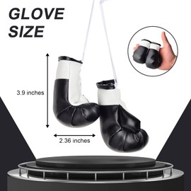 OFFWEGO Mini Boxing Gloves Car Mirror Hanging Decor Interior Accessories - Black Mini Cute Glove Ornament Display for Car or Home for Lucky Hanging, 2Pcs