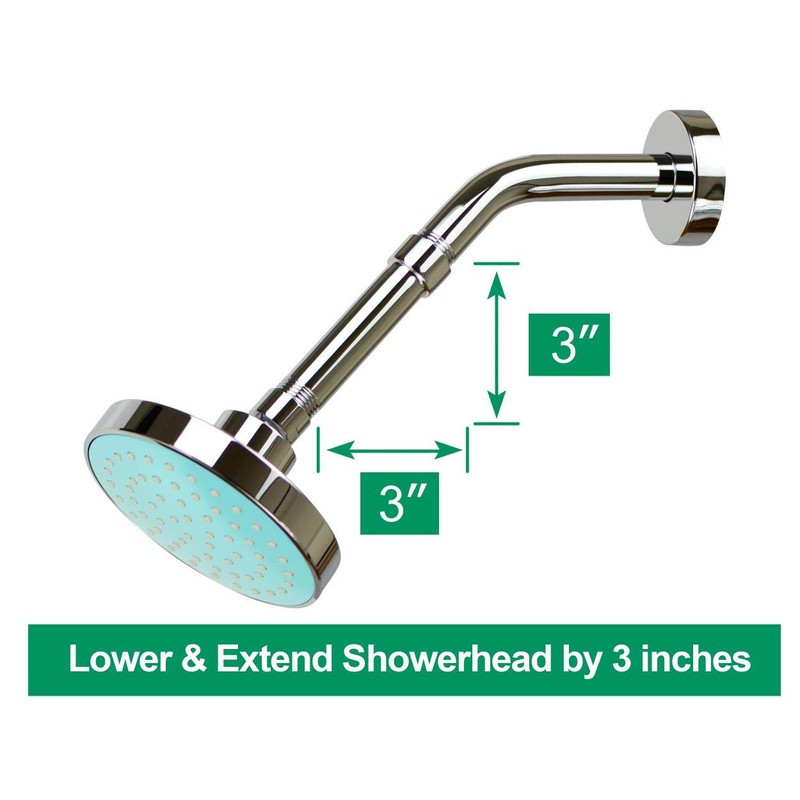 Purelux Shower Arm Extension, Shower Head Extender 4 Inches, Chrome