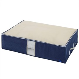アストロ 敷布団 収納ケース シングルサイズ ネイビー 収納袋 不織布 活性炭 消臭 吸湿 透明窓 持ち手付 615-20