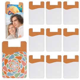 Framendino, 12 Pack Sublimation Heat Transfer Leather Card Holder Blanks for Back of Phone Brown