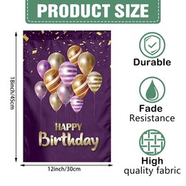 DMERBYL Happy Birthday Outdoor Garden Welcome Flag, Balloons Double Sided Vertical Garden Yard Flag Banner for Lawn House Outside Decor 12x18inch