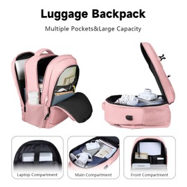 Lapsouno Business Laptop Backpack,Travel Backpack, Carry on Backpack for Women, TSA 15.6 Inch Travel Laptop Backpack with USB Port,College School Business Backpack for Women, Light Pink