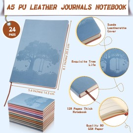 TaoBary 24 Pcs A5 PU Leather Journals Bulk Colorful Tree Lined Journal Notebook Soft PU Leather Cover Ruled Writing Notebook for Writing Office School Business (Classic Colors)