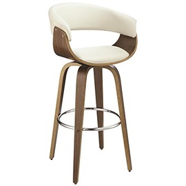 Coaster Home Furnishings Bar Stool, Cream/Walnut/Chrome