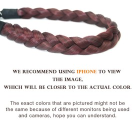DIGUAN Synthetic Hair Braided Headband Classic Chunky Wide Plaited Braids Elastic Stretch Hairpiece Women Girl Beauty accessory, 55g aHairBeauty (Burgundy)