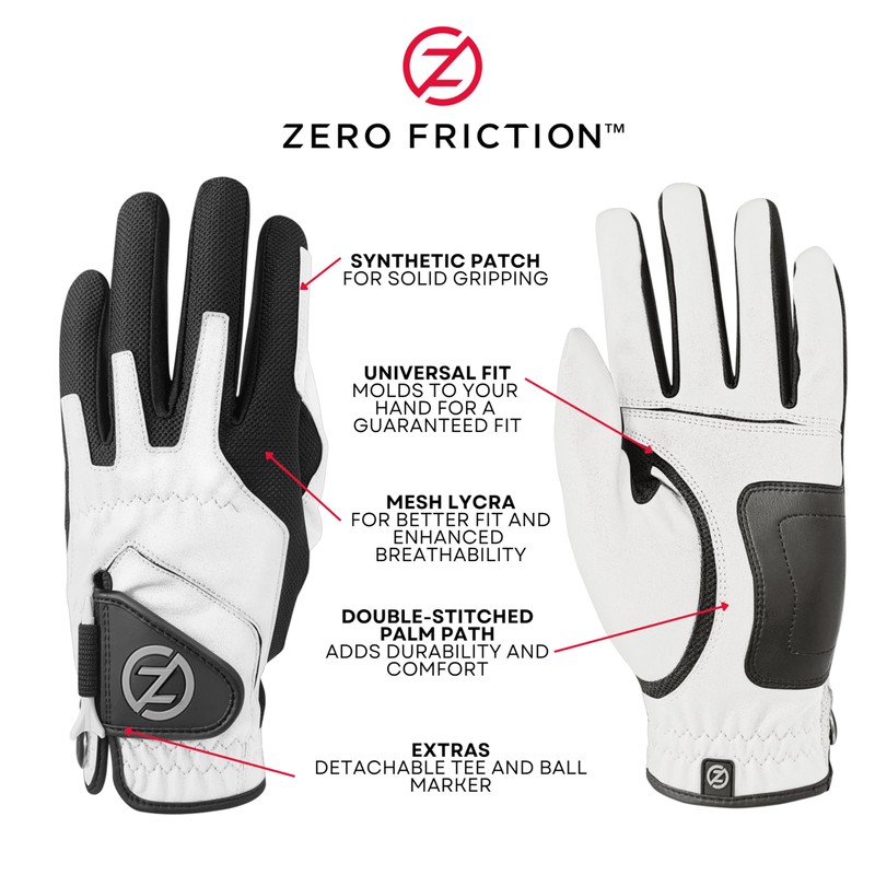 Zero Friction Men's Compression-Fit Synthetic Left Hand Universal Fit Golf