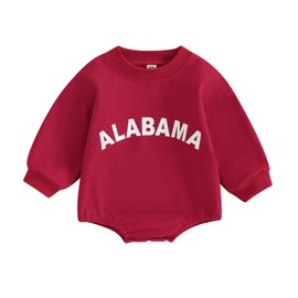 FYBITBO My First Christmas Baby Girl Boy Outfit Sweatshirt Romper Sweater Onesie Long Sleeve Bodysuit Fall Clothes (red-alabama,6-12 Months)