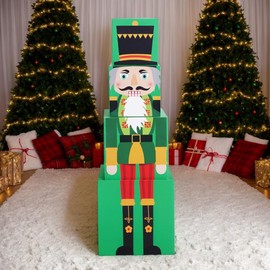 napmedon 4 Pieces Nutcracker Christmas Decorations Nesting Boxes Xmas Décor Indoor &Outdoor Decorative Boxes Stackable Boxes for Holiday New Year Packaging(Green)
