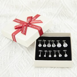 Mochity 6 Pairs of Stud Earrings, Gold, Sleeper Cartilage Stud Earrings, Hypoallergenic Earrings Set for Men and Women, Stainless Steel, 14K Gold-Plated Earrings, Stainless Steel, Zircon