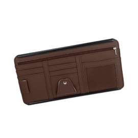 A ABSOPRO PU Leather Car Sun Visor Organizer Glasses Holder Auto Accessories Pocket Organizer with Panel Back Brown Item Replacement