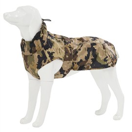 Waterproof Dog Raincoat with Reflective Strip, Adjustable Breathable Rain Coat Jacket with Leash Hole for Dogs (Camo, Medium)