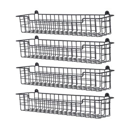 GUUKAR Spice Rack Organizer Wall Mount, Spice Organization Storage Shelf for Cabinet Door, 4 Packs Wall Spice Rack Saving Space for Kitchen, Black