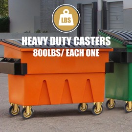 WBD WEIBIDA 8 in Heavy Duty Industrial Casters Wheel，800 Lbs Per Heavy Duty Rigid Plate Casters, No Floor Marks 8 Inch Rubber Wheels for Toolbox,Workbench,Doliies (2 Rigid, Free Spanner)