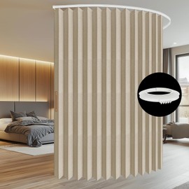 AJAZZ 100% Blackout Room Divider Curtains Ceiling Curtain Track Sets Blackout Curtains Ceiling Track for Curtain Flexible Extra Wide(Beige, W100 x L96, 1 Pack)