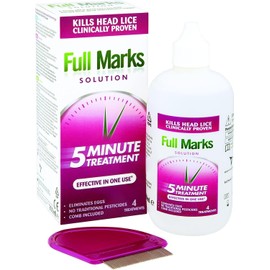 Full Marks Solution 4 Treatments, to Kill Head Lice and Nit Eggs Solution with Nit Comb Included , 200 ml , Pack of 1