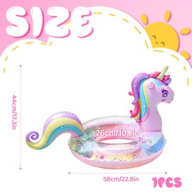 ACTOYS Children's Swimming Ring, Swimming Ring, Flamingo Children, Unicorn Swimming Ring, Children, Swimming Ring, Sequins Swimming Ring, Pool Toy (Pony)