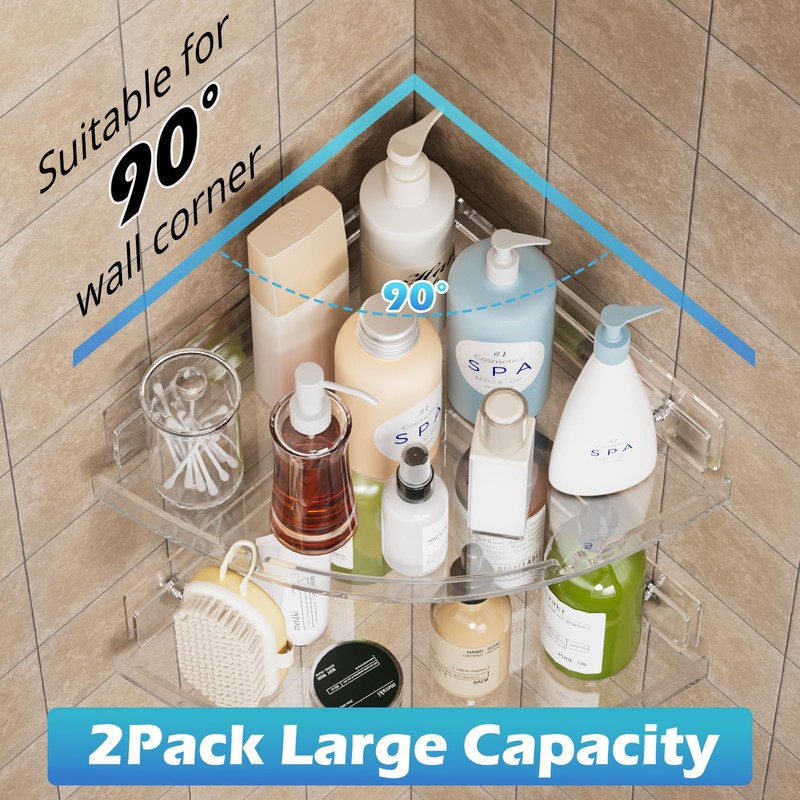 Durmmur 2 Pack Acrylic Corner Shower Caddy, Clear Corner Shower