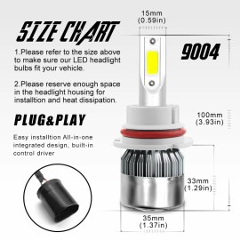 SHENKENUO 9007 Ice Blue LED Headlight Bulbs Kit for Ford Taurus 2001-2007 Hi-Low Beam
