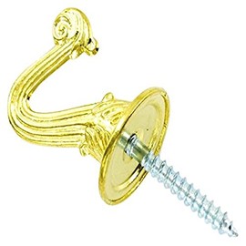 Merriway BH03484 (2 Pcs) EB Curtain Drapery Hold Back Tieback Hooks Brass Plated 35mm (1.3/8 inch) - Pack of 2 Pieces