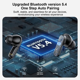 Wireless Earbuds Bluetooth 5.4 ANC Headphones with Touch Screen, Call ENC Noise Cancelling Dual Mic, In-Ear Earphones for Tablet Laptop Android/iOS Phones, Long Playtime Deep Bass, Low Latency (White)