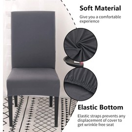 Aisprts Dining Room Chair Protector Slipcovers Set of 4 or 6, Stretch Removable Washable Decoration Seat Cover for Hotel,Ceremony,Banquet,Kitchen,Restaurant,Home