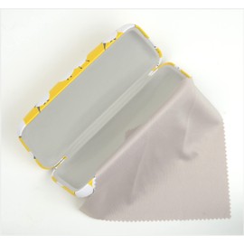Friends Hill Glasses Case Shimaenaga Yellow with Glasses Wipe Size: 2.5 x 6.1 inches (6.3 x 15.5 cm)