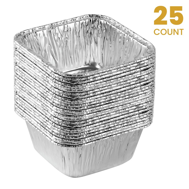 PLASTICPRO Disposable 4.25'' X 4.25 X 2'' Inch Square Aluminum