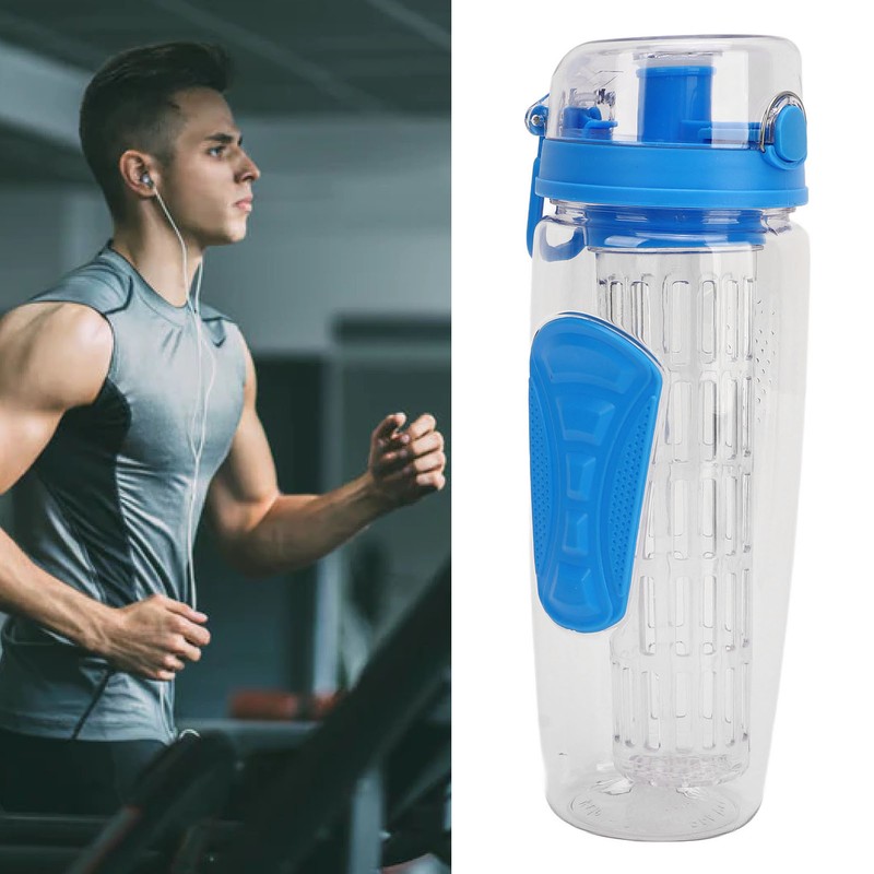 Fruit Infuser Water Bottle Anti Slip Grip Flip Top Lid