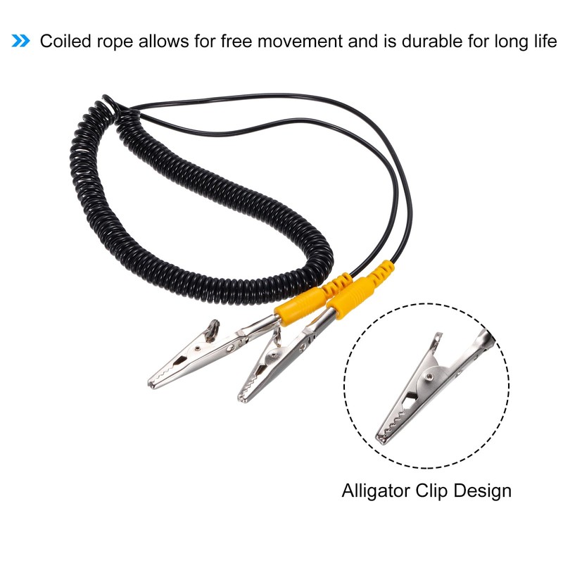 sourcing map ESD Grounding Cable Cord with Alligator Clip, 3.0m/118"