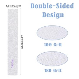 YUXIANLB 100 limas de uñas de grano 100/180 profesionales reutilizables para uñas, lima de uñas lavables de doble cara, herramientas de manicura para 